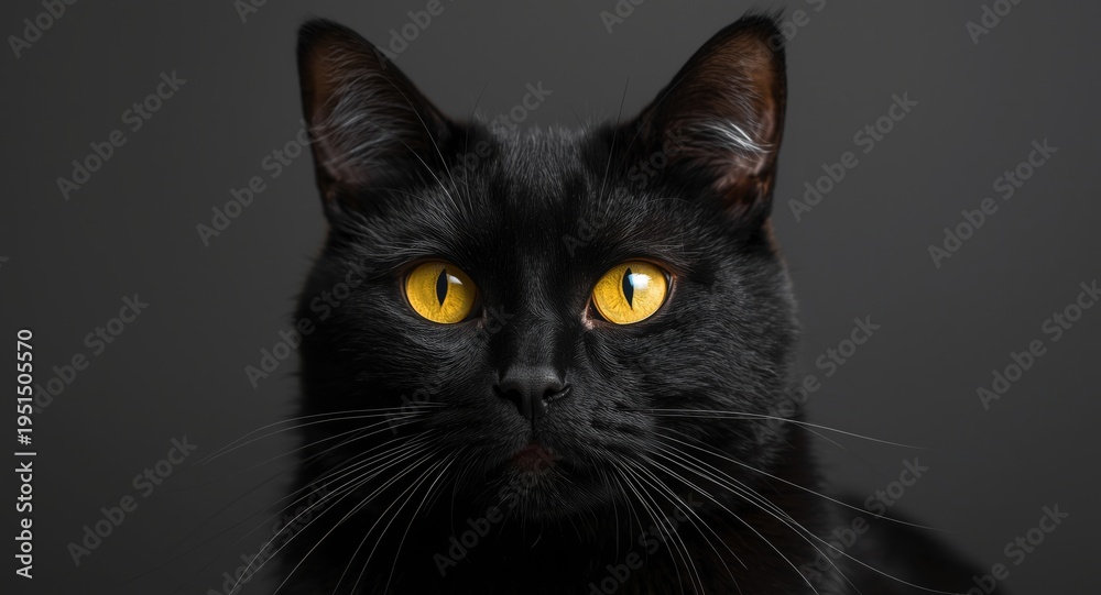 Obraz premium Charming artistic rendering of a black cat with glowing yellow eyes