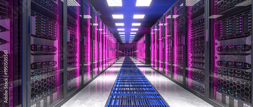 Modern data center 3d data and cloud computing
