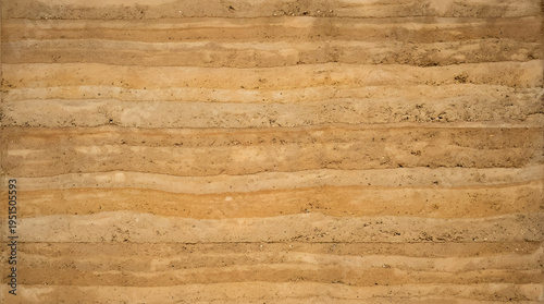 Rammed earth wall texture detail sustainable construction material for eco-friendly modern architecture
