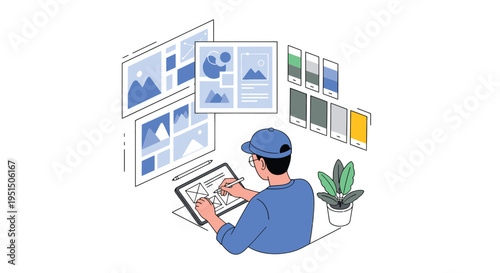 Graphic Designer Working on Digital Art Project.