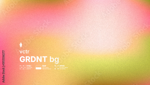 Trendy abstract vector background featuring a cinematic grainy mesh gradient in pink and yellow. High detail digital noise texture imitating film grain for atmospheric retro designs.