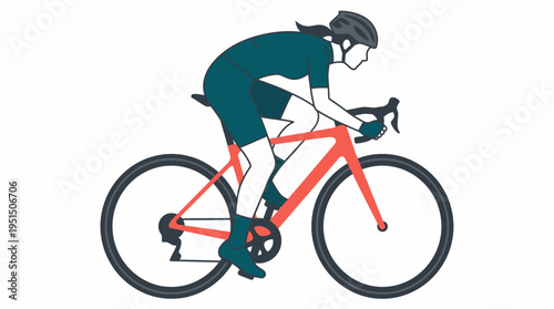 A woman riding a bicycle with a helmet on a plain background