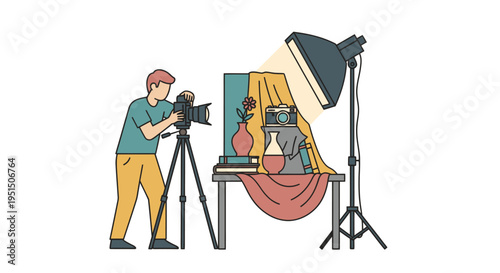 Photographer Taking Studio Portrait of Woman.