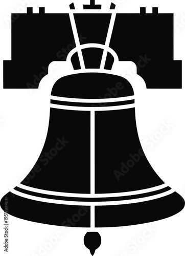 Liberty bell icon black glyph. symbol of freedom and independence vector illustration