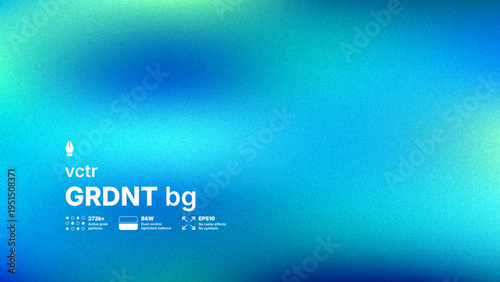 Abstract vector background featuring a cinematic grainy mesh gradient in blue and green tones. Modern soft color transitions with high detail digital noise imitating film grain texture effect.