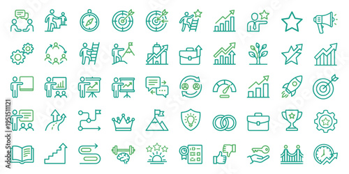Business Workshop icons for web and mobile app. Containing team building, teamwork, coaching, meeting, managing, coaching, motivation. Consulting line icon set. advice, problem solving, solution, plan