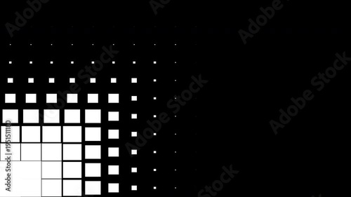Black and White Abstract Pixel Grid Transition Animation with Geometric Technology Background. 4K