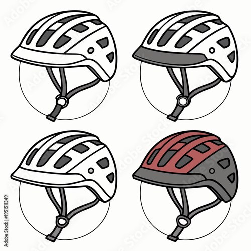 Bicycle helmets variety: cycling safety gear in different styles