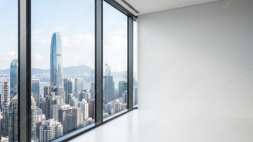 Obraz premium City skyline view from modern office window