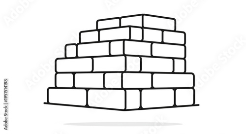 Simple illustration of a brick structure, showcasing architectural design and construction.