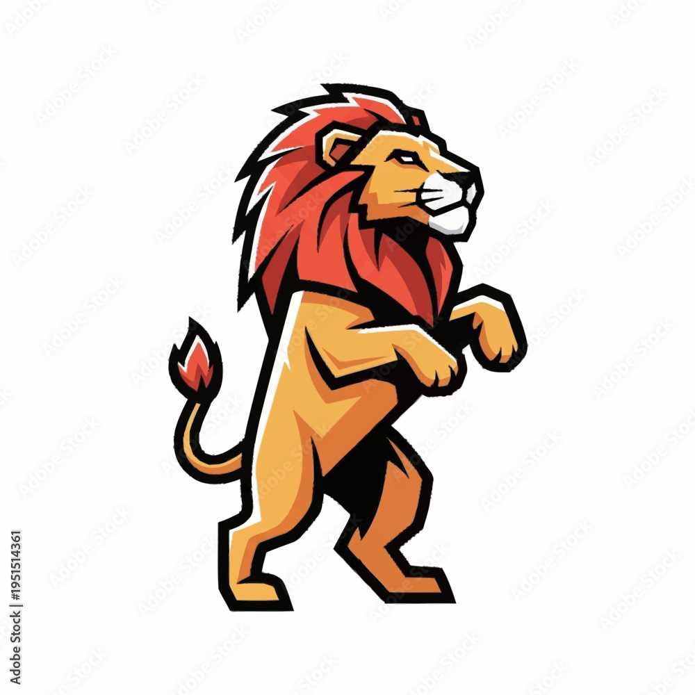 Obraz premium Majestic Lion Standing Proudly on Hind Legs.