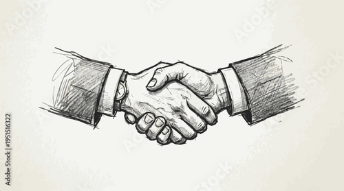 Handshake drawing symbolizing agreement, partnership, and successful business deals