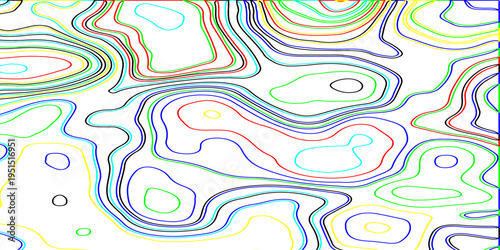 Abstract Topographic Colorful Contour Lines Background, Minimal Map Style Vector Illustration, Flowing Wavy Lines Pattern, Modern Geographic Terrain Design, Organic Fluid Shapes, Monochrome