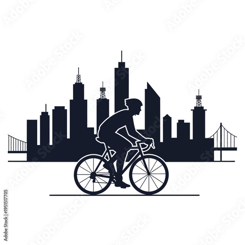 Man Riding a Bicycle Fast Outdoors.