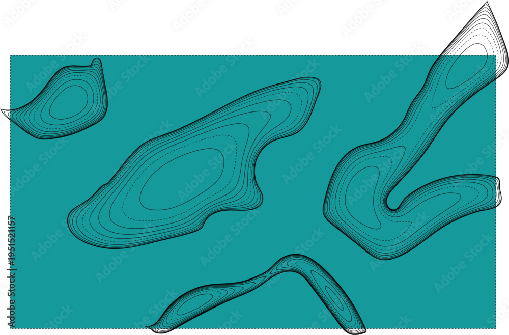 Fototapeta premium Abstract organic forms on teal background, artistic illustration for creative projects