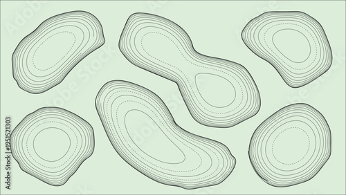 Organic amoeba-like shapes on light green background, artistic vector illustration