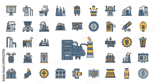 Diverse Industry and Technology Icons Set for Modern Applications.