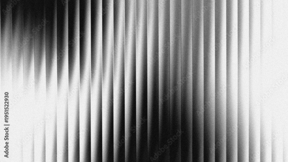 Fototapeta premium Abstract Monochrome Fluted Glass Texture with Soft Light Leak and Grainy Gradient Background.