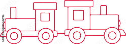A classic illustration of a two-car steam locomotive train with detailed wheels and cabins