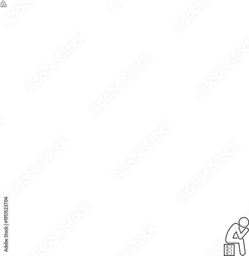 A silhouette of a person sitting on a box with their head in their hands