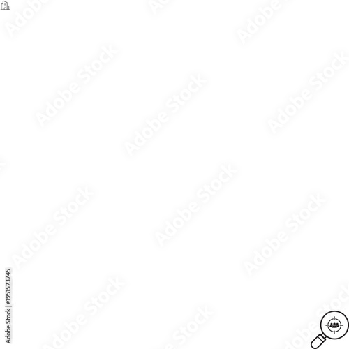 Magnifying glass with silhouette of three people in crosshairs