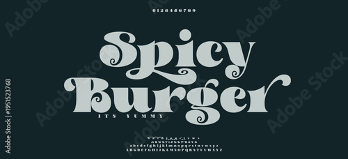 Spicy Burger typography beauty fashion elegant minimalist serif italic fonts decorative wedding vintage retro logos. Minimal luxury font alphabet logo. Vector illustration