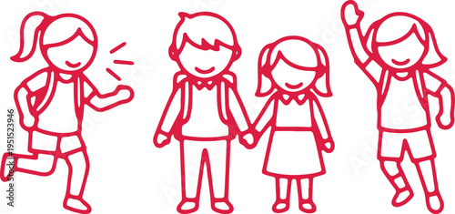 Four children engaging in playful and energetic activities together