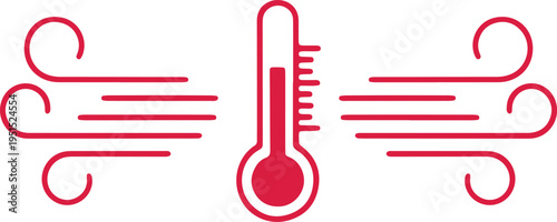Weather icons depicting cold, warm, and hot temperature conditions