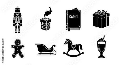 A Delightful Collection of Eight Black Christmas and Winter Holiday Icons