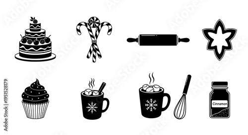 A Delightful Collection of Baking, Dessert, and Winter Drink Icon Set