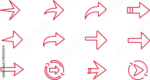 Variations of arrows displaying different directional and functional styles