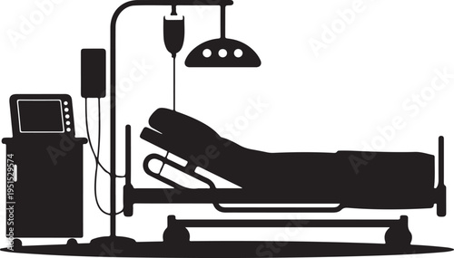 Hospital bed with iv drip and medical equipment patient bed