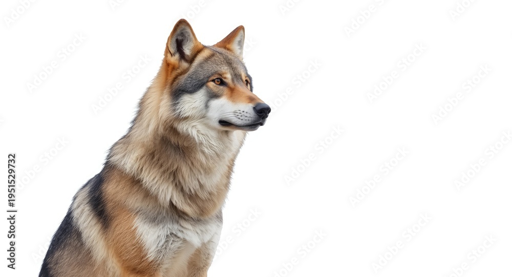 Obraz premium majestic wolf poised elegantly against a bright white background