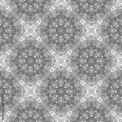 seamless op art lace effec creative geometric patter, ornament, modern abstrac linear black and white bakground, complex organized structur, fashion print, original ector decoration