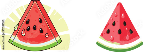 Colorful watermelon slice vector illustration showing a fresh juicy fruit perfect for summer design