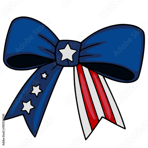 Festive Fourth of July bow vector illustration with stars and stripes