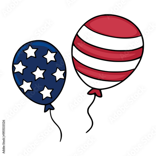 Festive American flag balloons vector illustration for Independence Day celebration