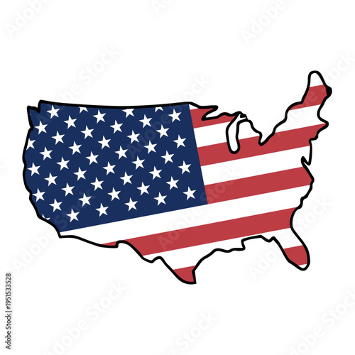 USA Map Vector Illustration with American Flag Design