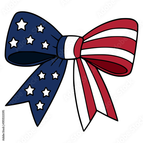 Festive American Flag Bow vector illustration, patriotic symbol for celebrations