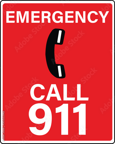Emergency phone. Emergency call 911 sign. 911 emergency symbol. Red sos label. flat style.
