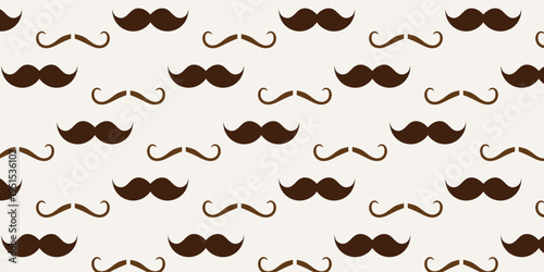 Seamless pattern with brown mustache.
