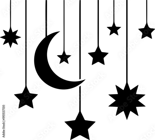 Hanging Stars and Crescent Moon Decoration
