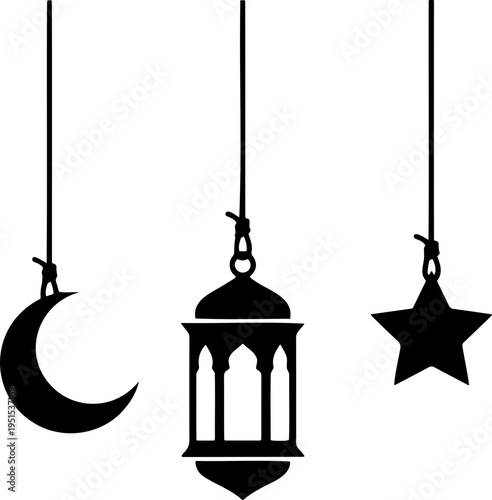 Hanging Star, lantern and Crescent Moon Decoration