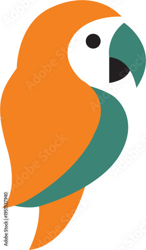 Tropical Delight: A vibrant illustration of a parrot, boasting a palette of striking colors, elegantly depicted against a simple, uncluttered backdrop. 