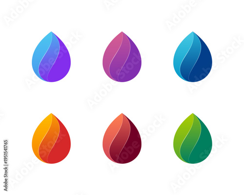Set of abstract creative colorful water drop logo