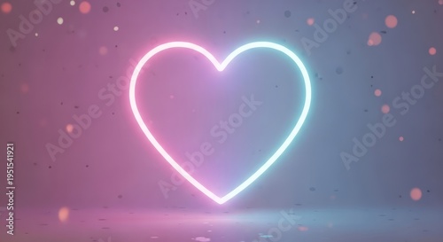 glowing neon heart symbol with pink and blue light