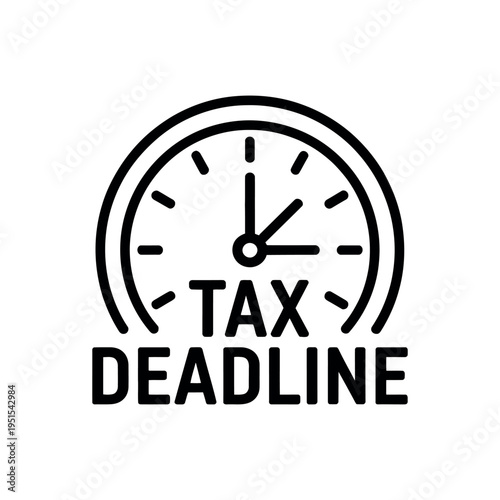 A clock icon with the words tax deadline below it