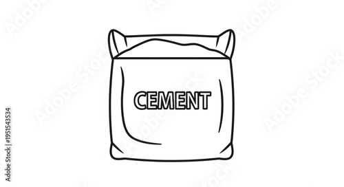 Cement bag illustration - a simple black and white drawing of a construction material.