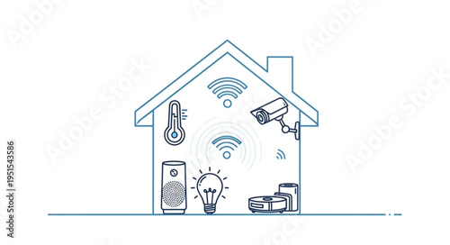 Smart home technology concept with connected devices and automation system.