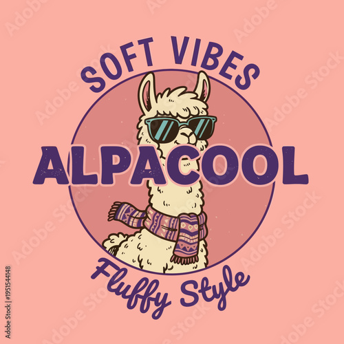 Alpaca wearing sunglasses and scarf.